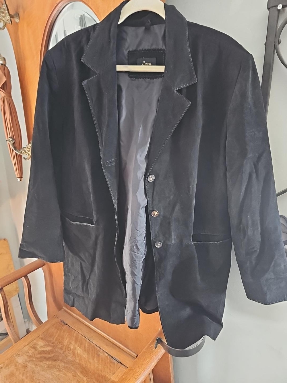 Lucy Black Genuine Suede Leather Longline Blazer – Made in Ethiopia
